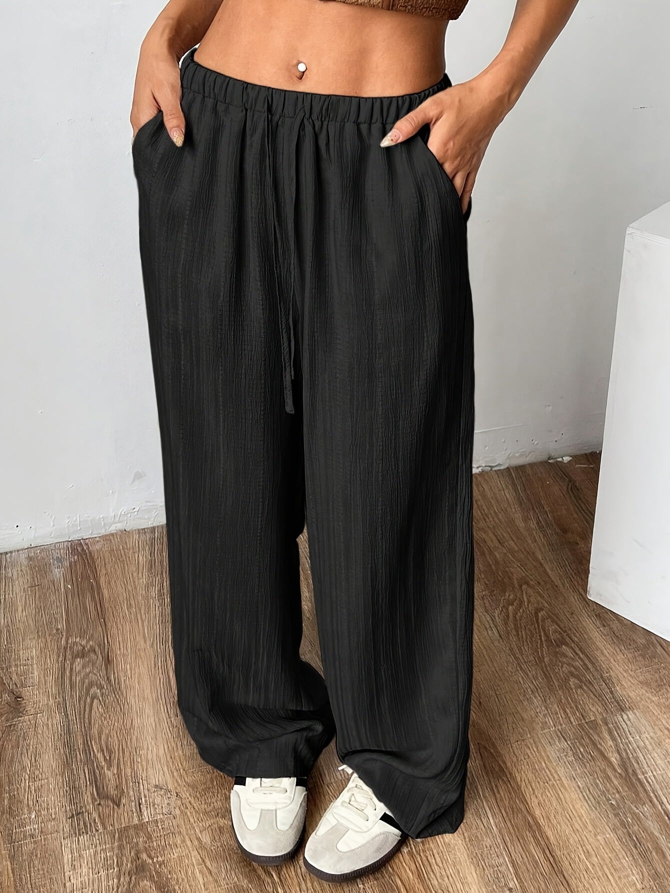Women's Wide Leg Pants Solid Color Summer Casual Non-Stretch Comfort