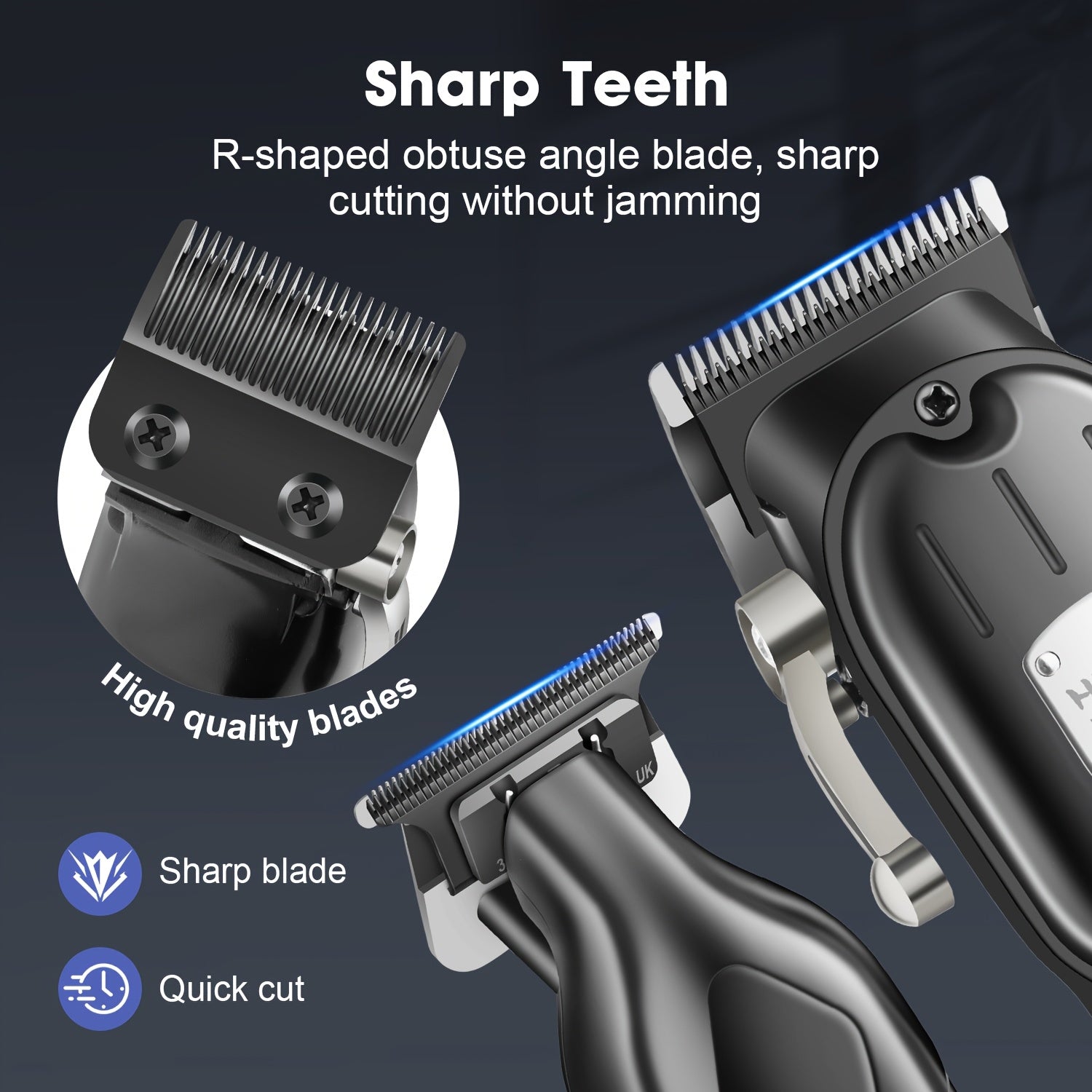 Professional Men's Salon Electric Haircutting Scissors USB Rechargeable Set