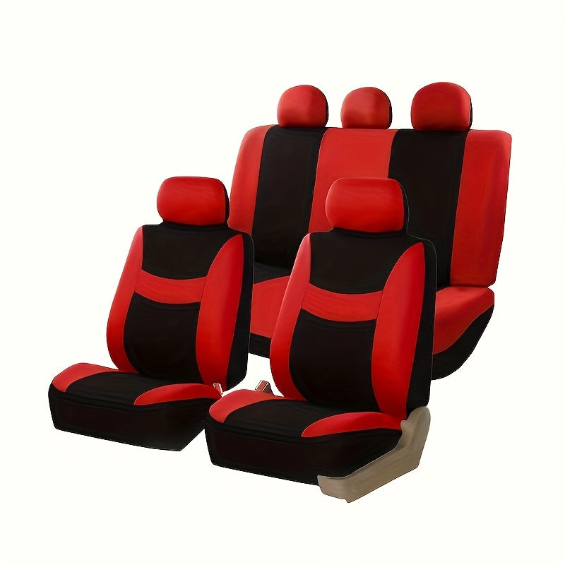 Full Seat Cover Set for 5-Seater Car Polyester Knit Fabric Universal Fit