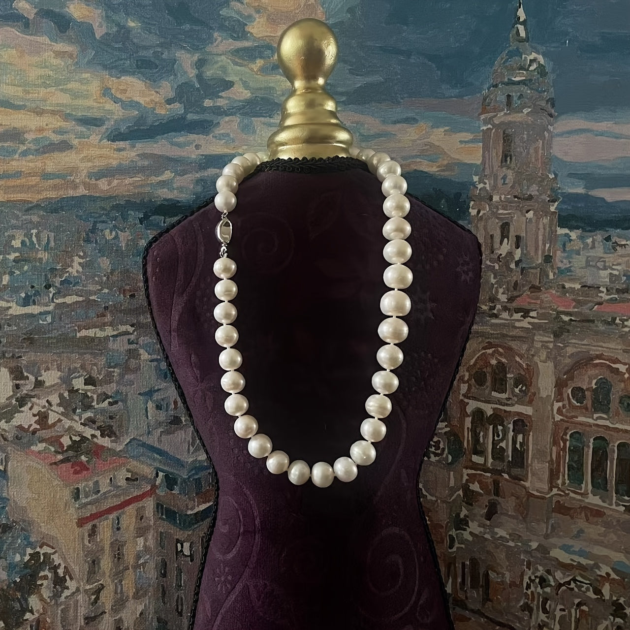 Zarif 11-12mm Shirin Su Pearl Marjon, Qoplamasiz, Haqiqiy Marjonlar, Kundalik Kiymak va Maxsus Tadbirlar Uchun Mos, Ideal Rojdestvo Hediysi - 43sm/16.93in Ikkita Kichik Kamchilik Bilan