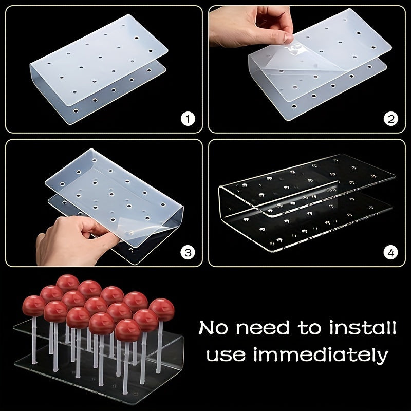 15-Hole Acrylic Lollipop Holder U-Shaped Candy Display Stand for Weddings and Parties