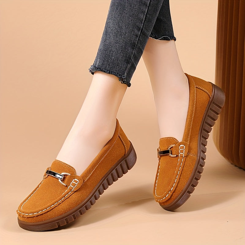 Women's Slip-On Loafers Faux Cover Round Toe Comfortable Casual Shoes