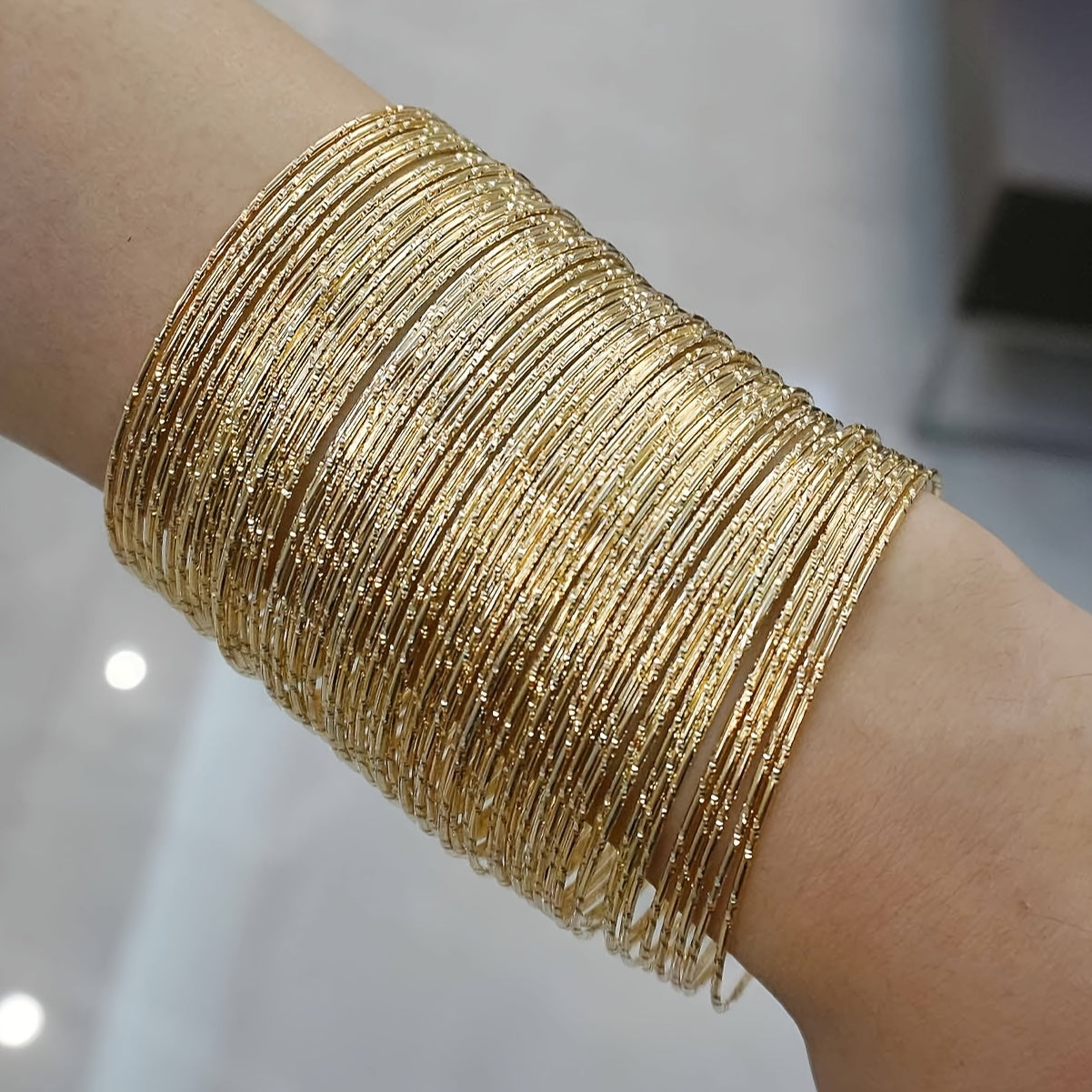 Set of 60 Gold Color Round Shiny Bangles for Women Jewelry Gift