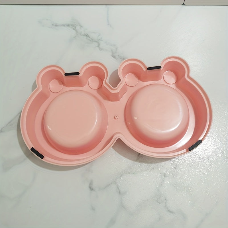 Stainless Steel Double Bowl for Small Dogs and Cats with Pet Frog Design