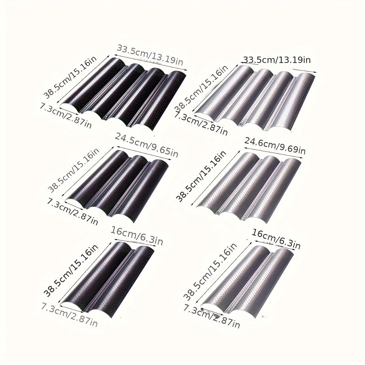 Baguette Baking Pan Non-Stick Mesh Mold 2 3 or 4 Slot Options