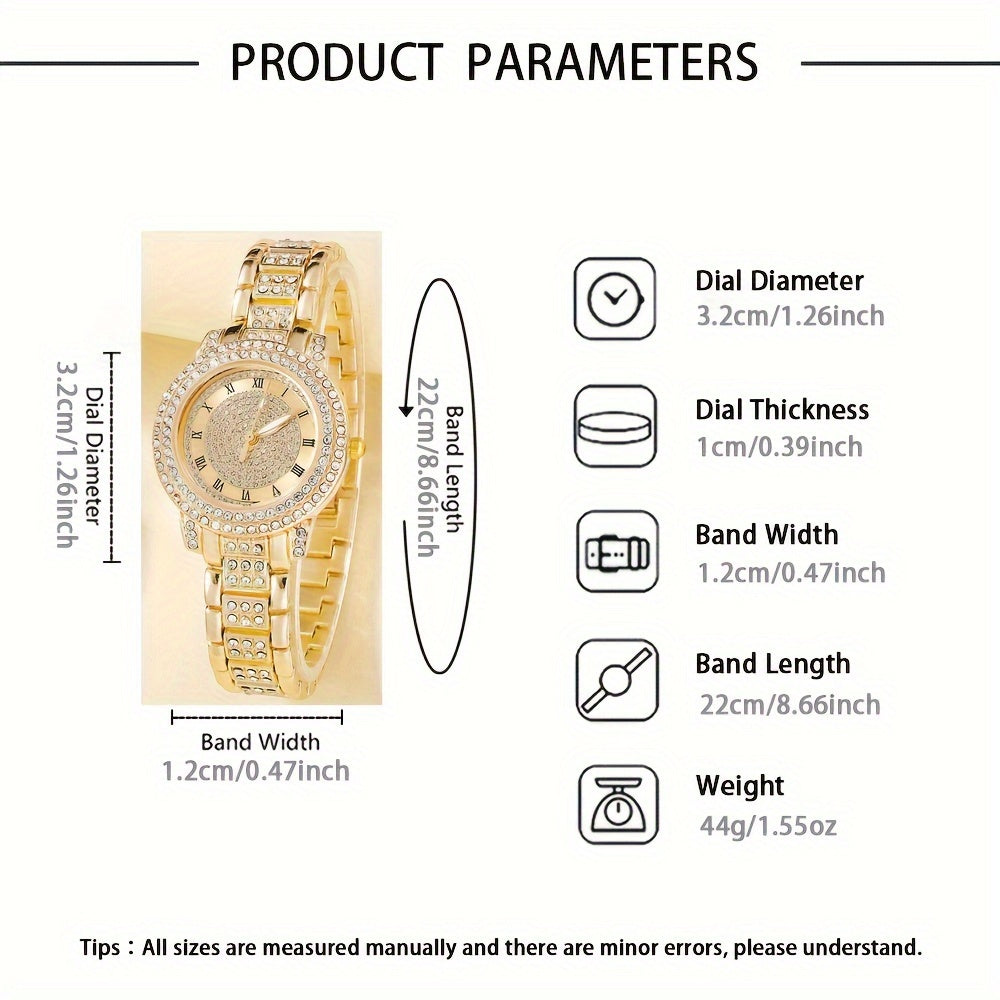 Women's Quartz Watch and Jewelry Set with Rhinestones Square Design for Special Occasions
