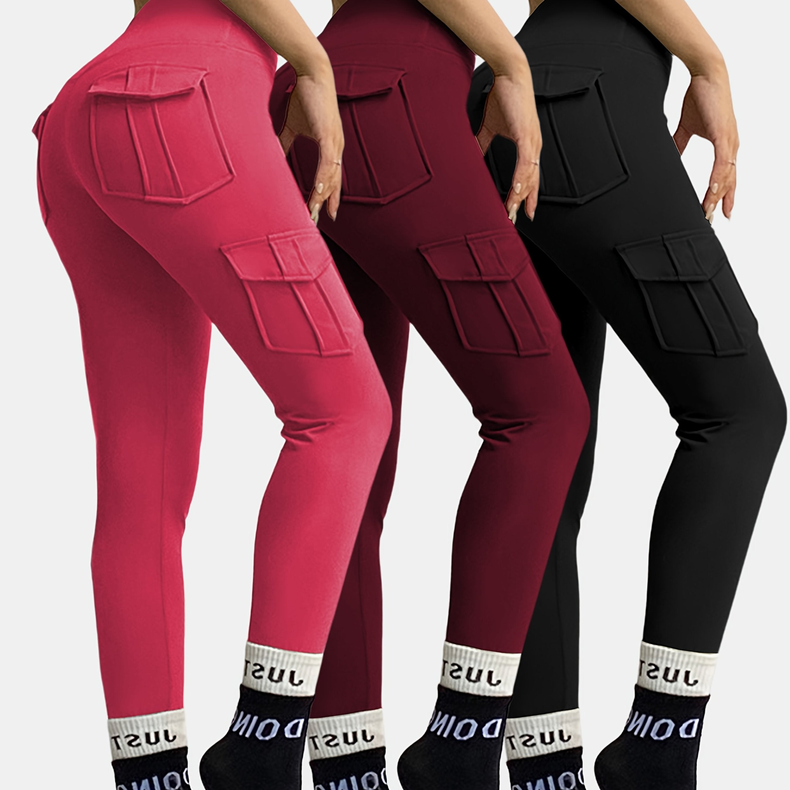 Pack de 3 pantalones deportivos para mujer con cintura elástica que absorbe la humedad para yoga y correr