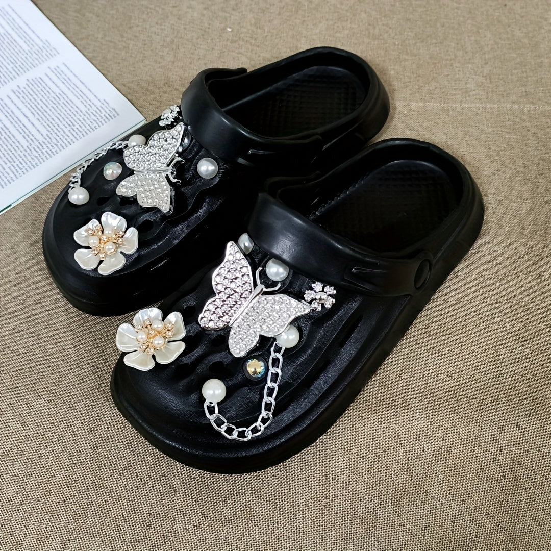 Women's EVA Clog Shoes with Floral Butterfly Accents Non-Slip Summer Footwear