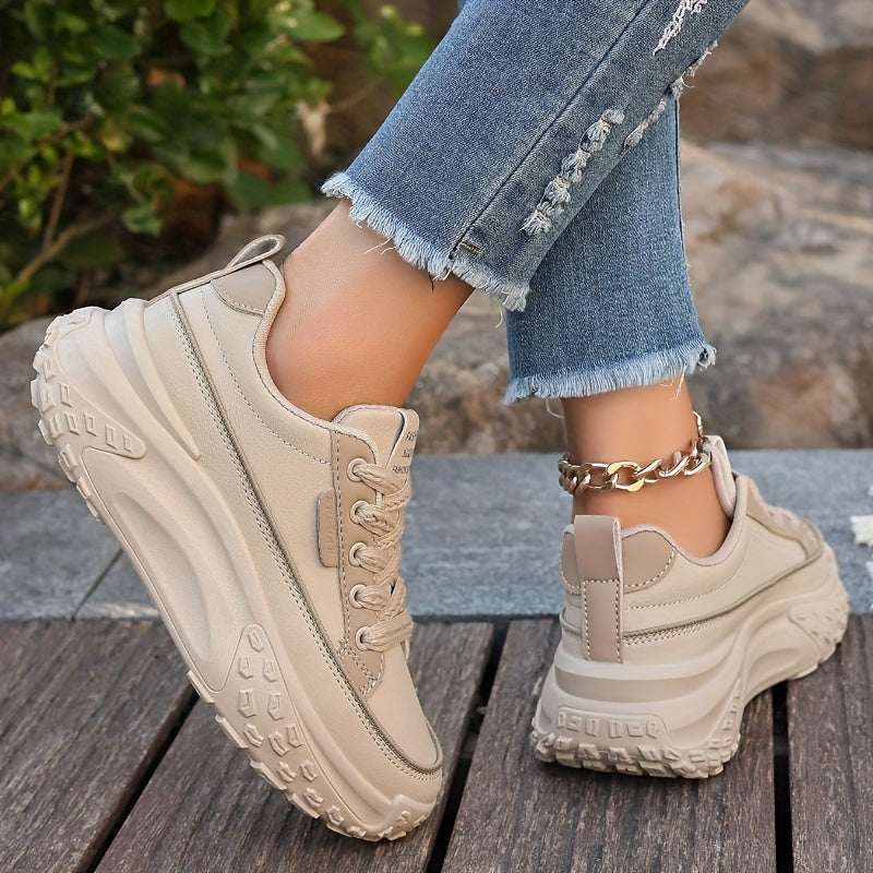 Women's Fashion Sneakers Chunky Platform Low Top Casual Shoes Rubber Sole