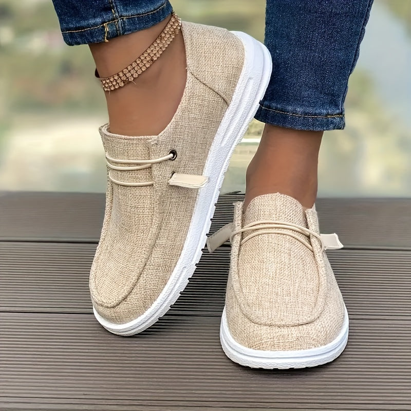 Women's Casual Slip-On Flats Breathable Woven Fabric Low Top Sneakers