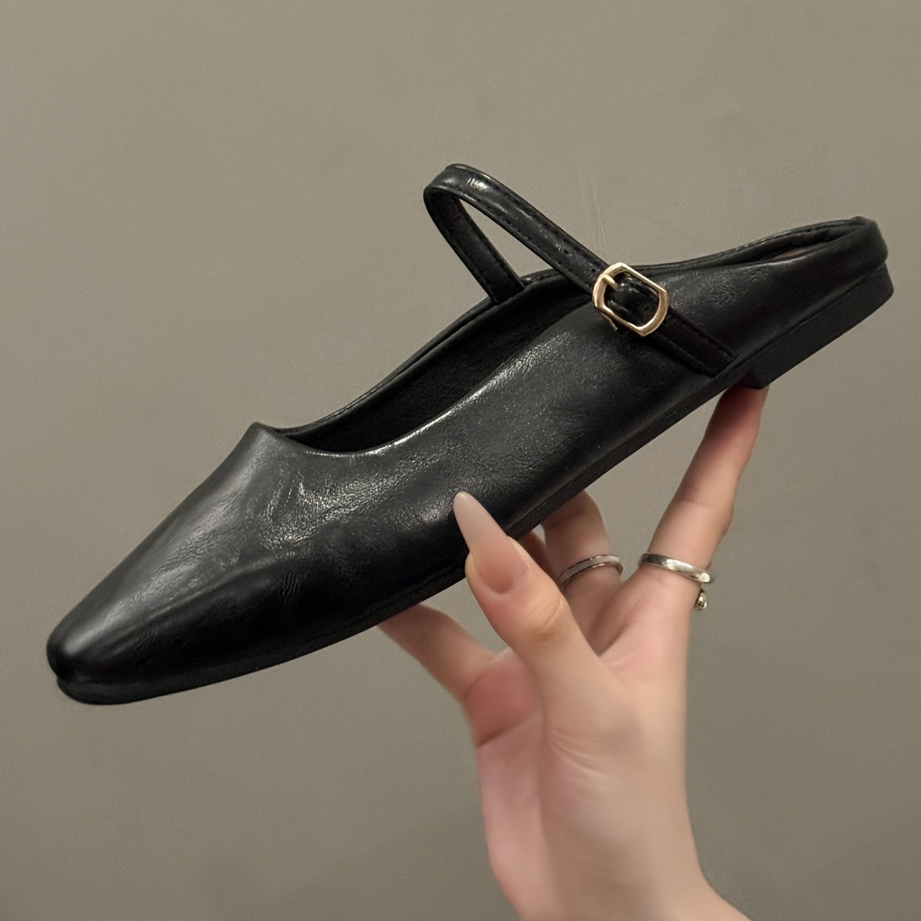 Mules de verano para mujer marrón sintético con tacón grueso y slip-on