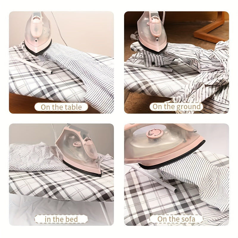 Compact Folding Ironing Board Stand with Stainless Steel Frame and Plastic Cover