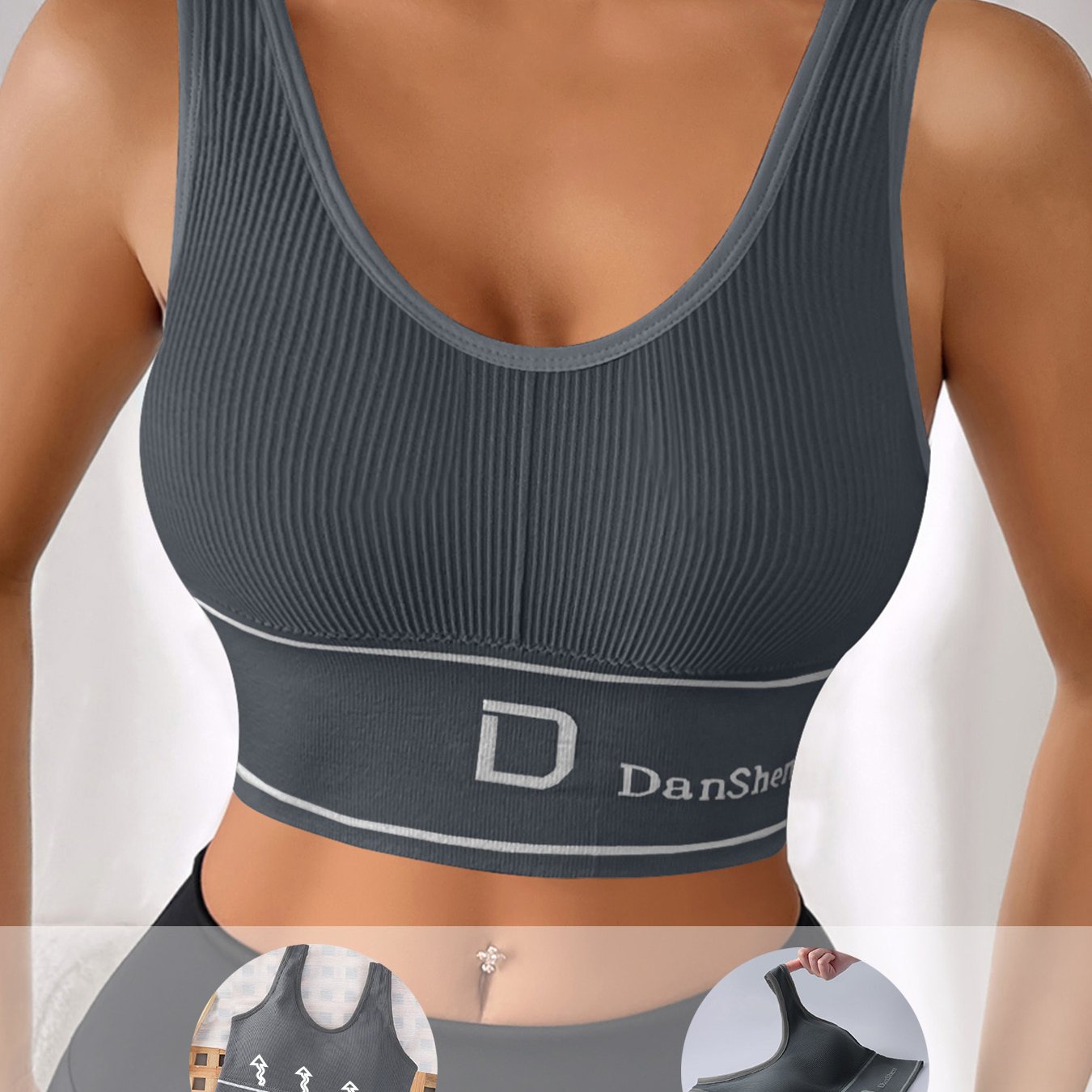 Plus Size Sports Bra Tank Top Non-Padded Backless Yoga Running