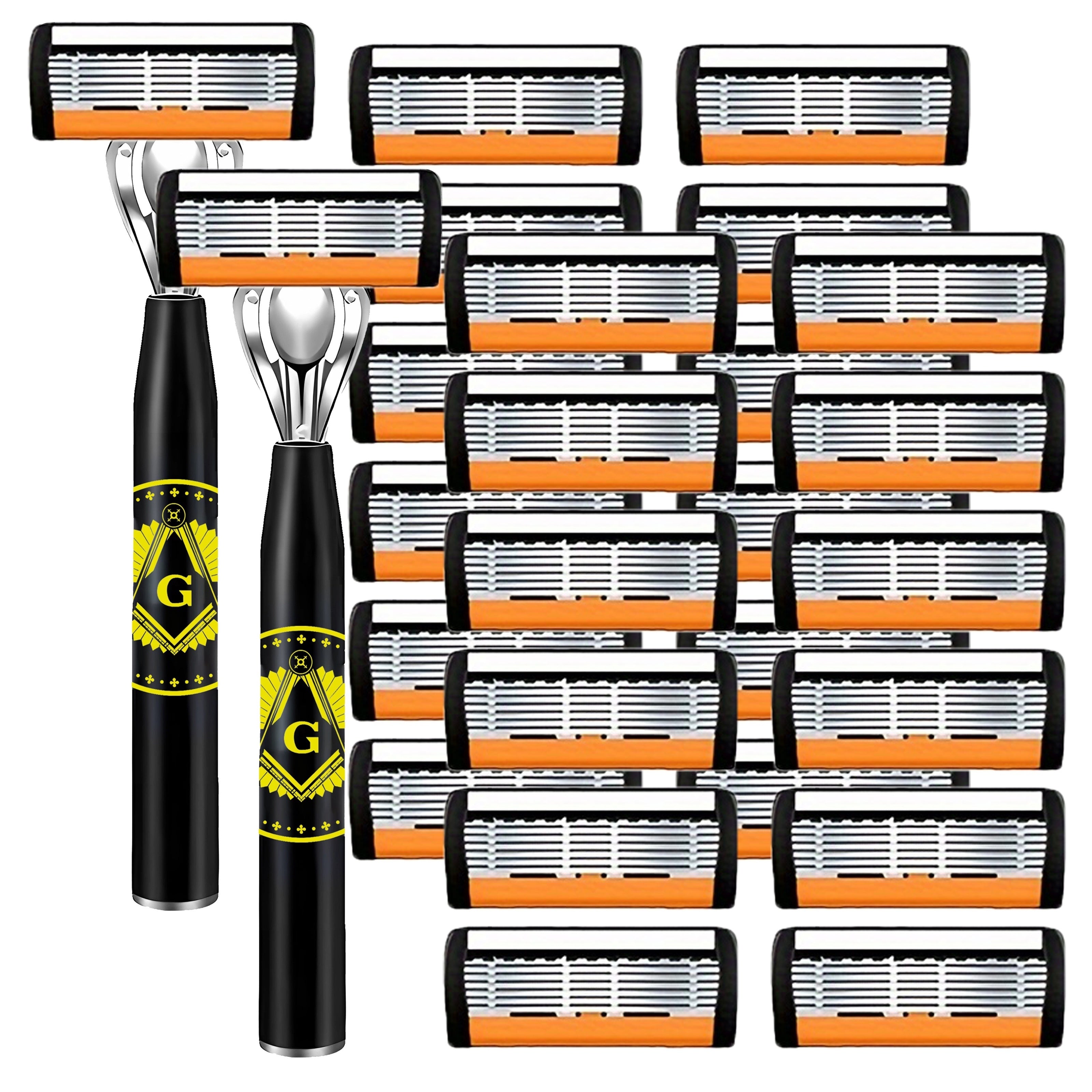 Men's Safety Razor Set with Ultra-Sharp Blades Ergonomic Handle Stainless Steel Head