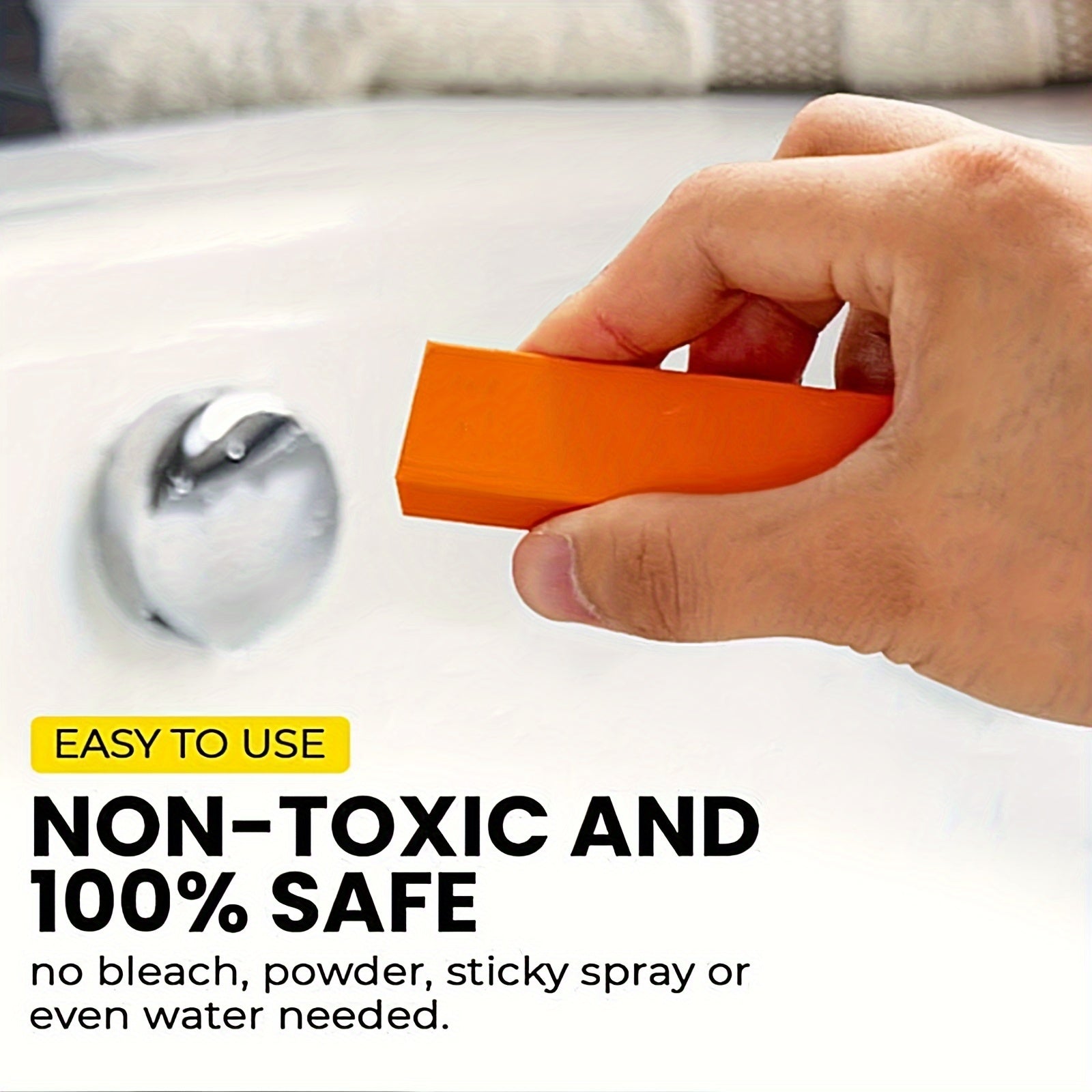 Трехкомпонентный набор нержавеющих стальных ластиков с оранжевым резиновым покрытием, предназначенный для удаления ржавчины на кухнях и в ванных комнатах. Идеально подходит для очистки пятен от туалета в домашних условиях.