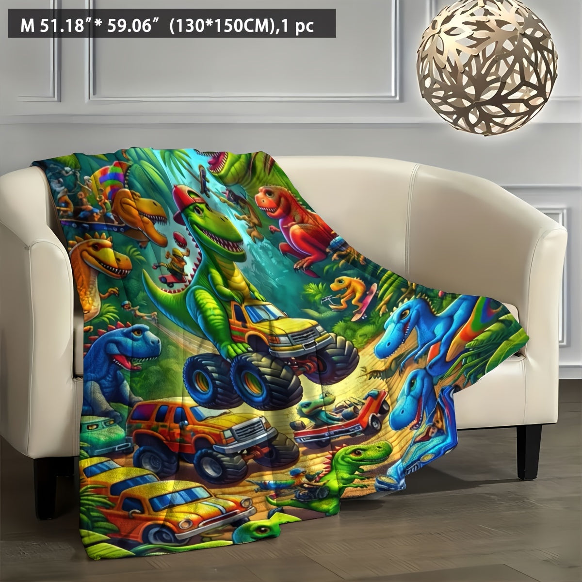 Manta de franela con patrón de dinosaurio verde para todas las estaciones y siestas