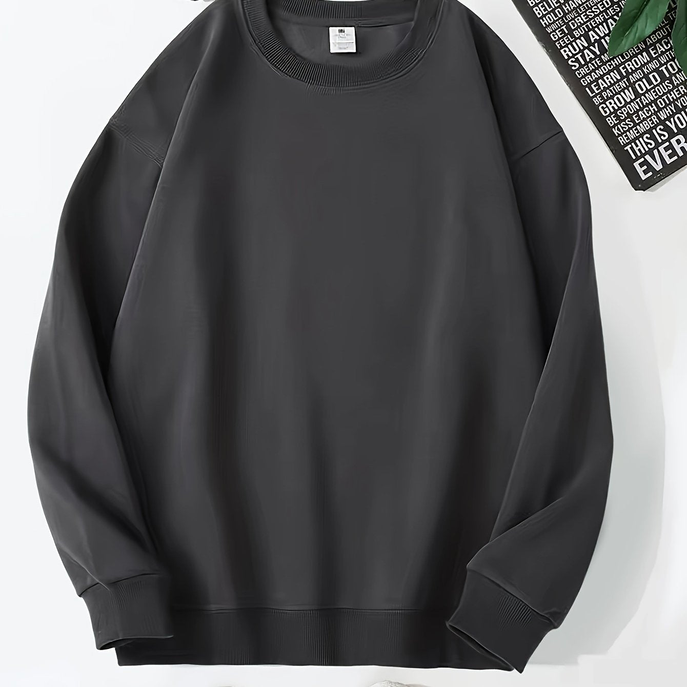 Men's Solid Polyester Crew Neck Sweatshirt Unisex Casual All Seasons