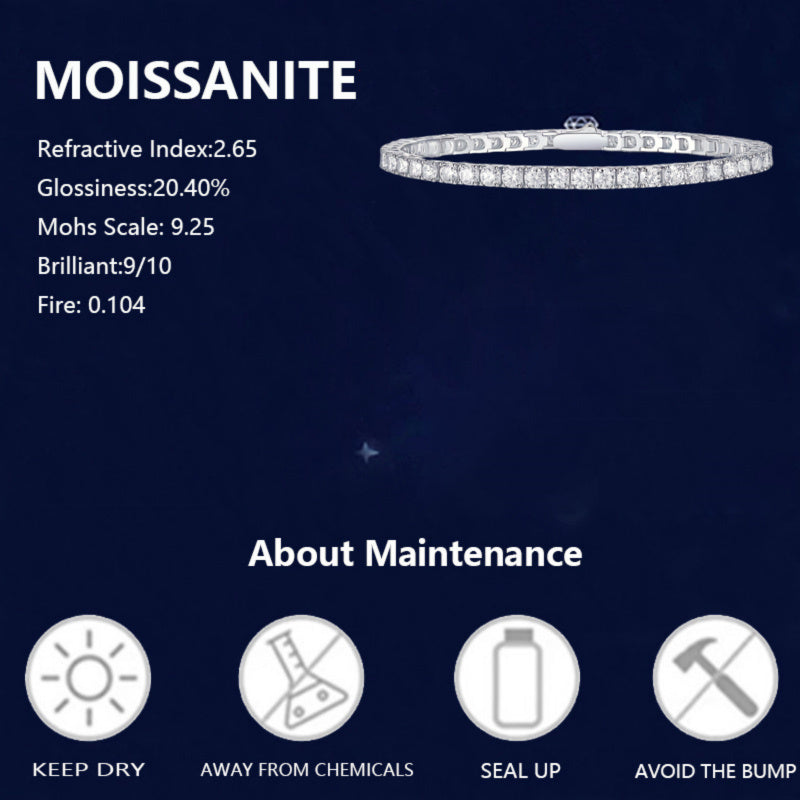 Унисекс винтажный серебряный теннисный браслет с Moissanite и покрытием из 18K золота