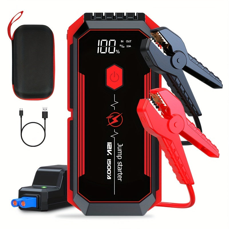 2500A Portable Car Jump Starter with Fast Charging LED Light USB QC3.0 for Up to 8L Gas and 7L Diesel Engines