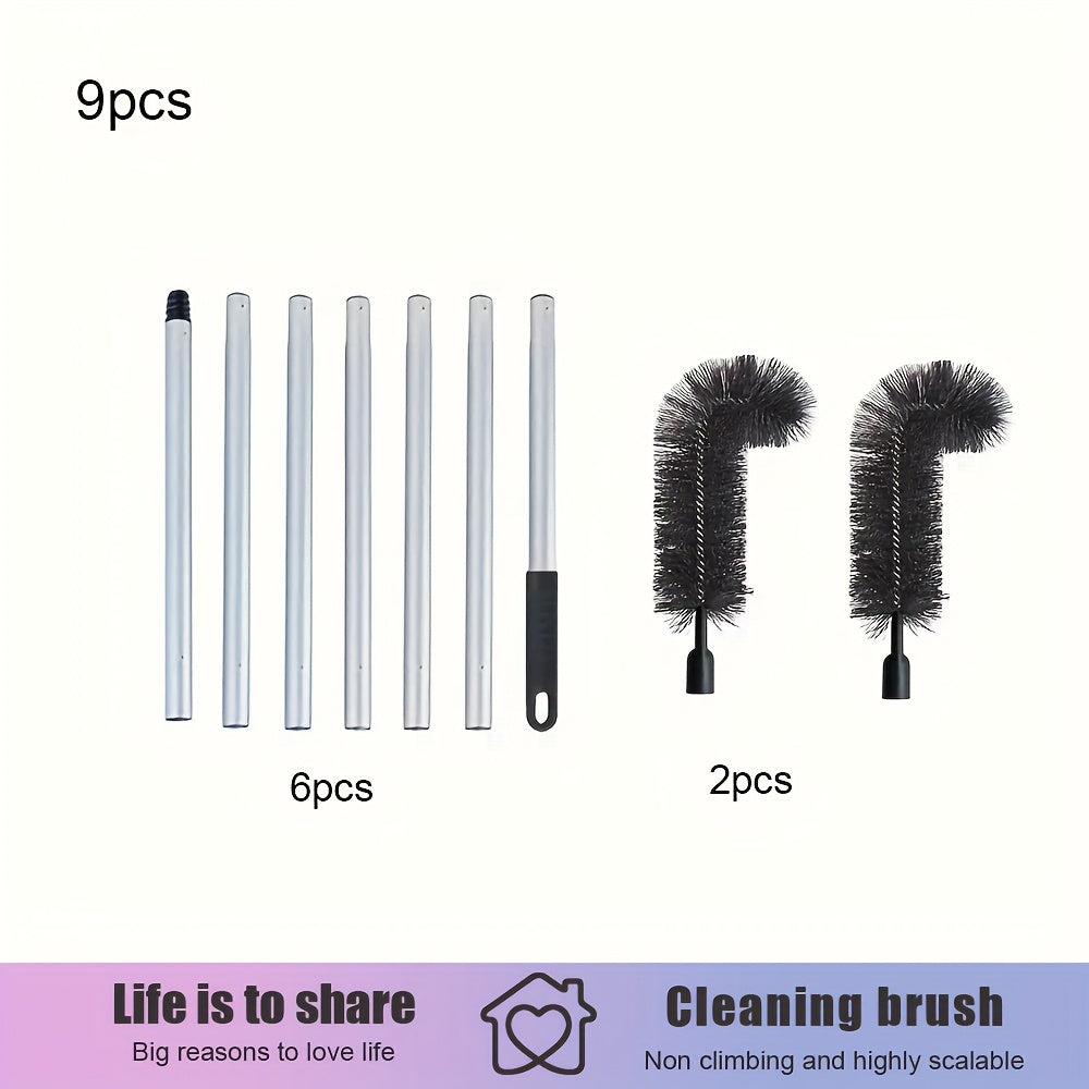 Ko'p maqsadli 7-bo'lakli cho'ziladigan ustun cho'tkasi to'plami balandlikda tozalash uchun - uyda yashash xonasi, yotoqxona, hammom, hojatxona va tashqarida foydalanish uchun chang tozalash cho'tkalari. Telescopic tom tozalash asbobi, elektrsiz va qulay.