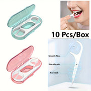 Double-Headed Dental Flosses with Toothpick Tips Pack of 10 Pink or White