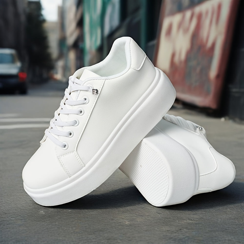 Zapatillas de plataforma transpirables para mujer con suela suave, zapatos casuales para todas las estaciones, blanco