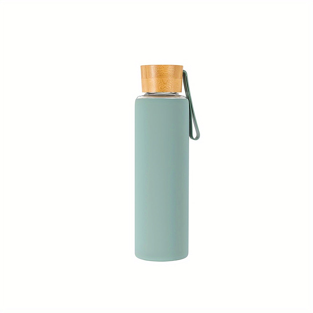 Glass Water Bottle with Silicone Sleeve and Strap Dishwasher Safe