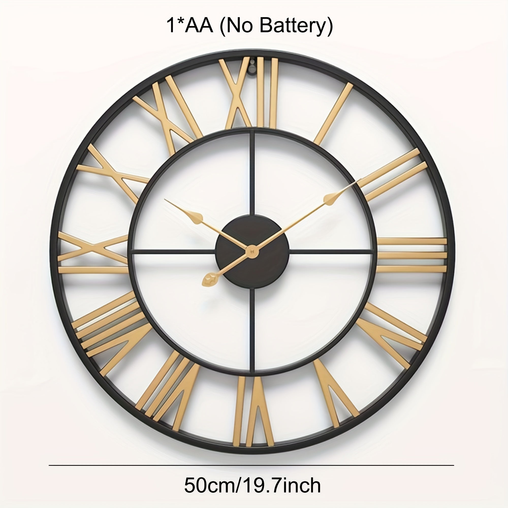 Reloj de pared romano retro de metal con aspecto envejecido 50,8 cm funcionamiento silencioso interior y exterior