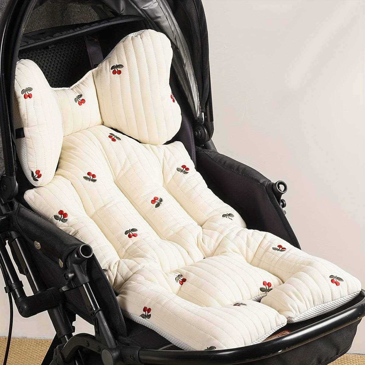 Thick Stroller Seat Cushion for Comfort Polyester Fabric Baby Carriage Pad