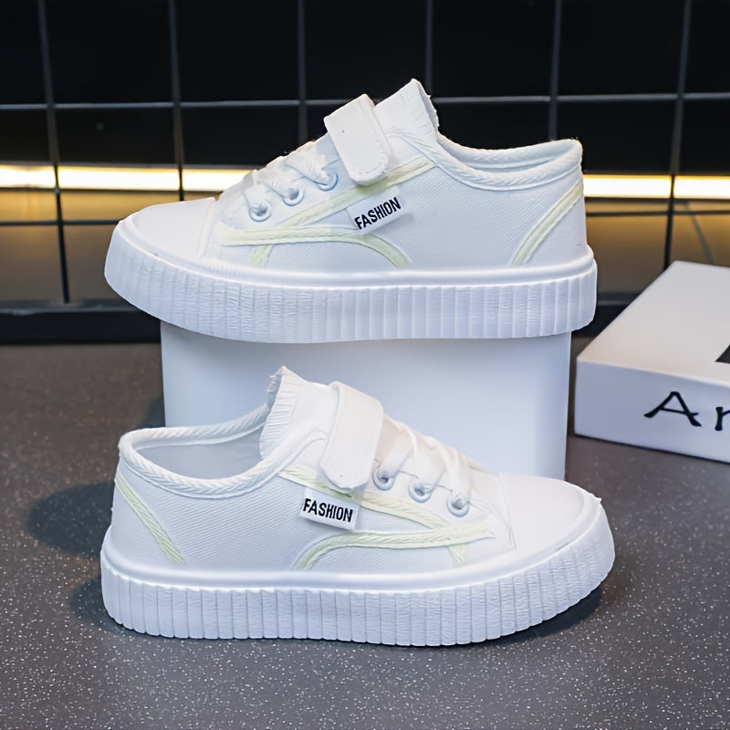 Girls Low Top Canvas Sneakers Lightweight Non-Slip Casual All-Season