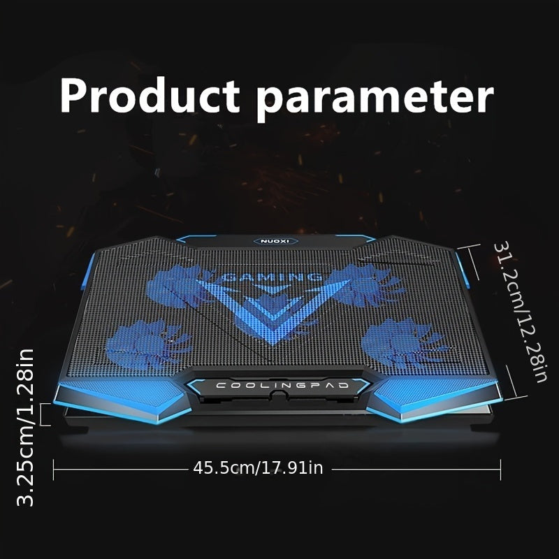 Кулер для игрового ноутбука 43,18 см с шестью вентиляторами, LED-экраном и двумя USB-портами