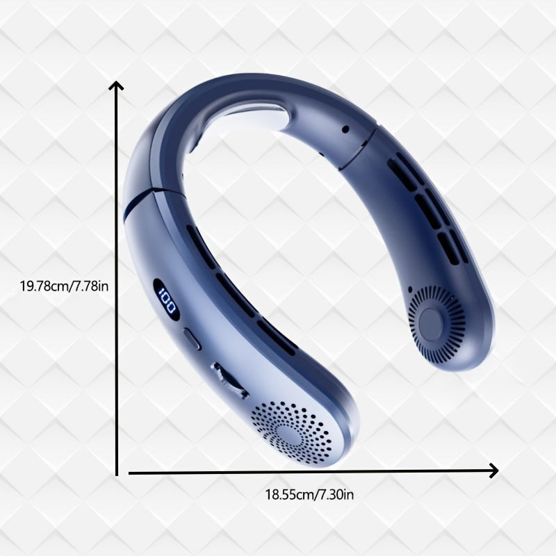 Portable Neck Fan Personal Cooler with Digital Display and Adjustable Speeds