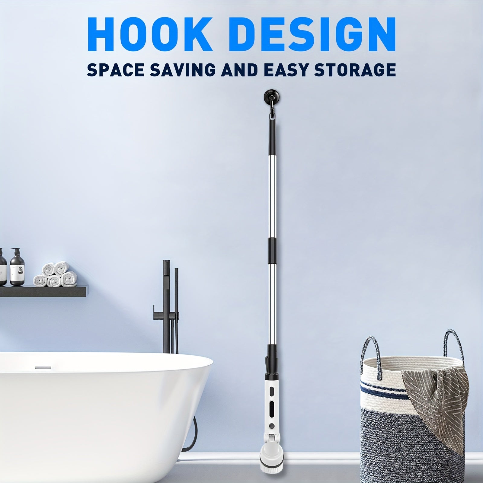 Wireless Electric Cleaning Brush with 9 Replaceable Heads and Adjustable Handle