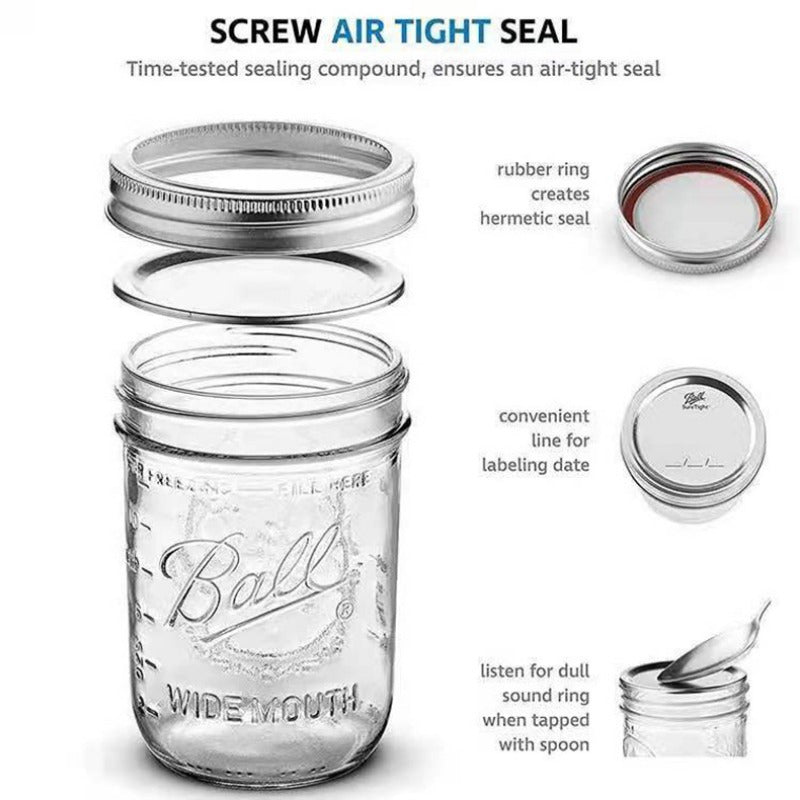 Wide Mouth Stainless Steel Mason Jar Lid Fits 70mm and 86mm Jars Split Design