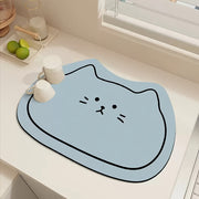 Festive Kitty Dish Mat 39cm x 15.35in Kitchen Bathroom Non-Slip Durable