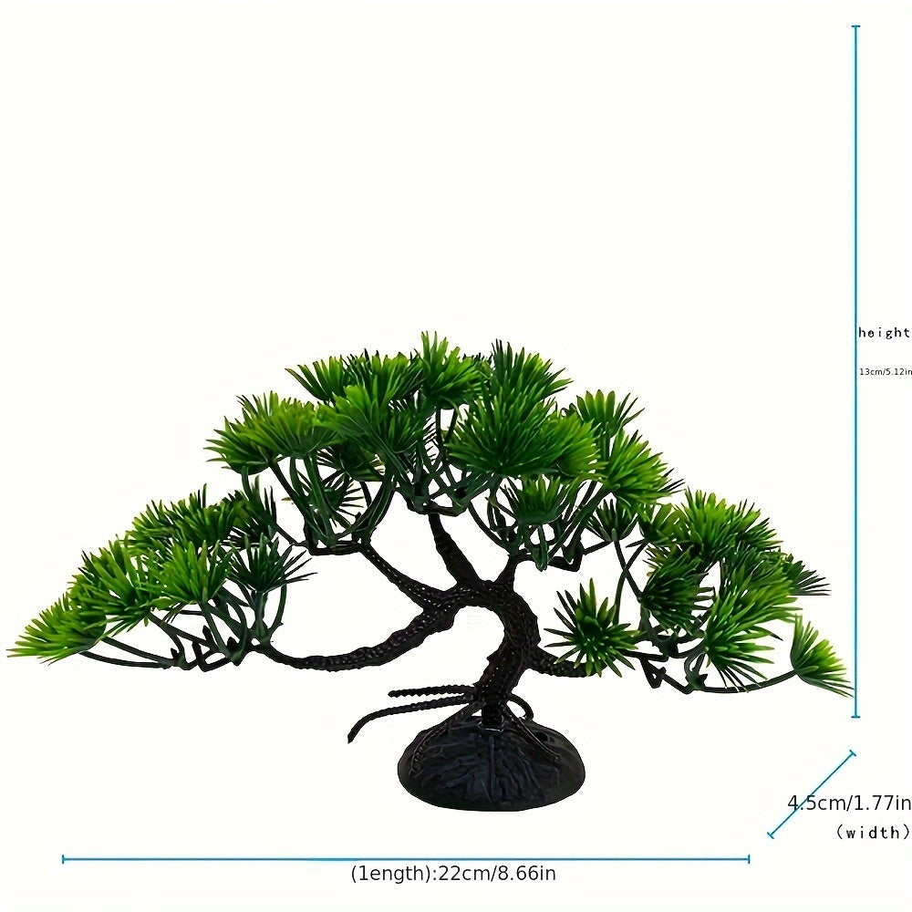 Artificial Aquarium Decoration Lifelike Banyan Tree with Green Leaves 12.7cm