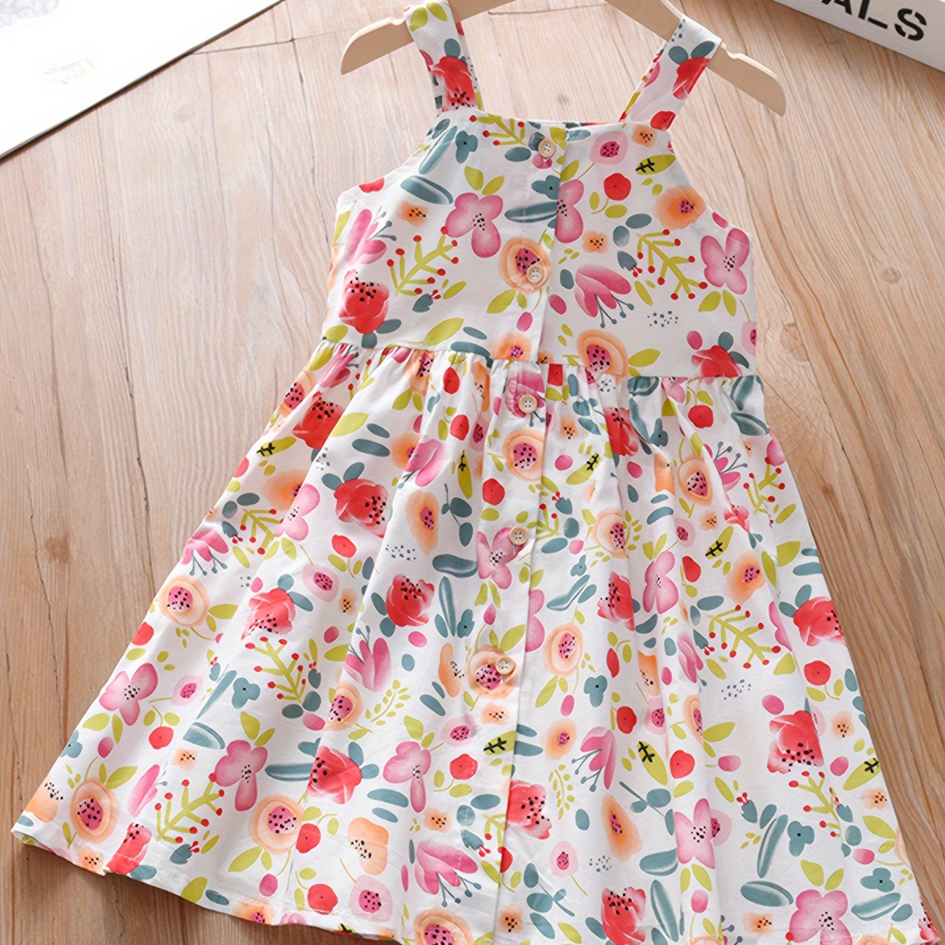 Qizlar uchun yozgi partiya sovg'asi uchun gullar bosma paxta qolsiz ko'ylak