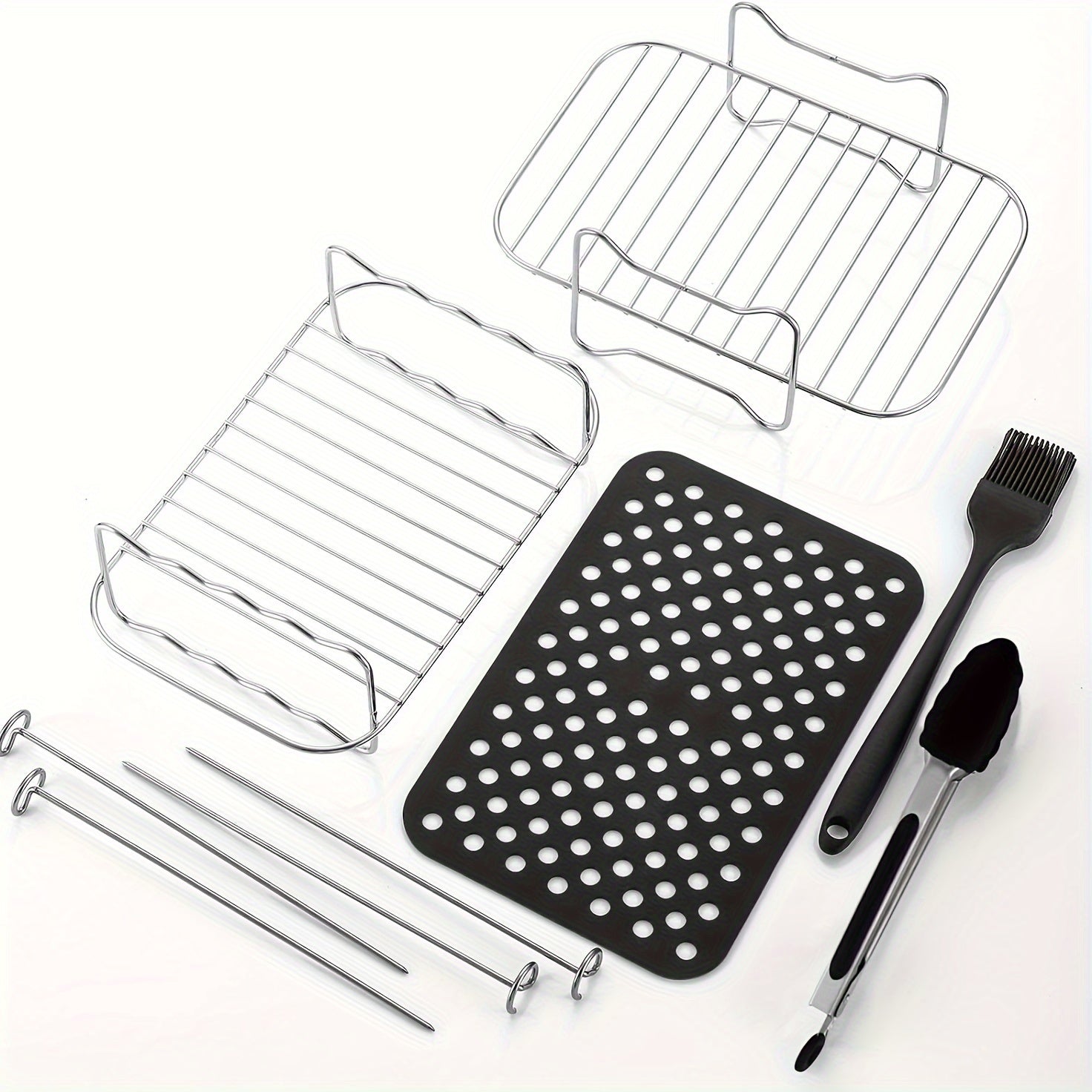 Stainless Steel Double Layer Grill Rack Set for Air Fryer Accessories for Multiple Kitchen Appliances