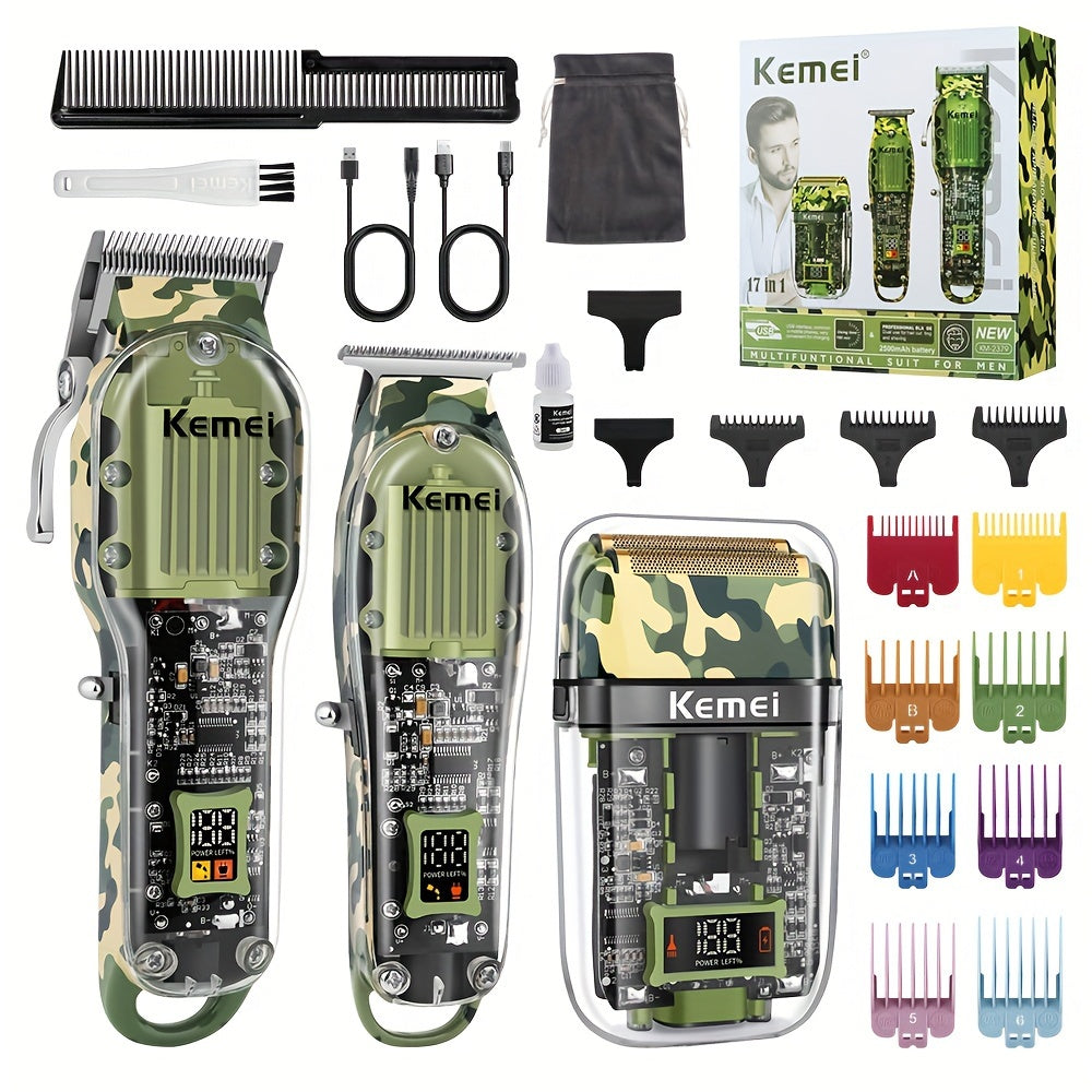 Cordless Hair Clipper Kit with USB Rechargeable Trimmer Scissors Comb Set