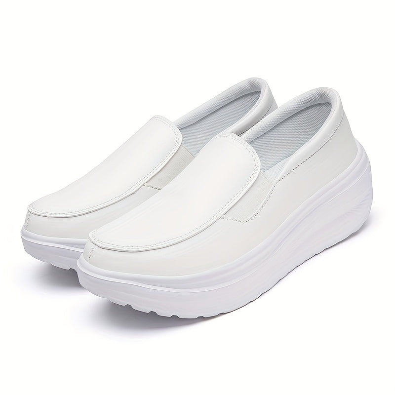 Women's Wedge Slip-On Casual Sneakers Solid Color Low-Top Comfort Shoes