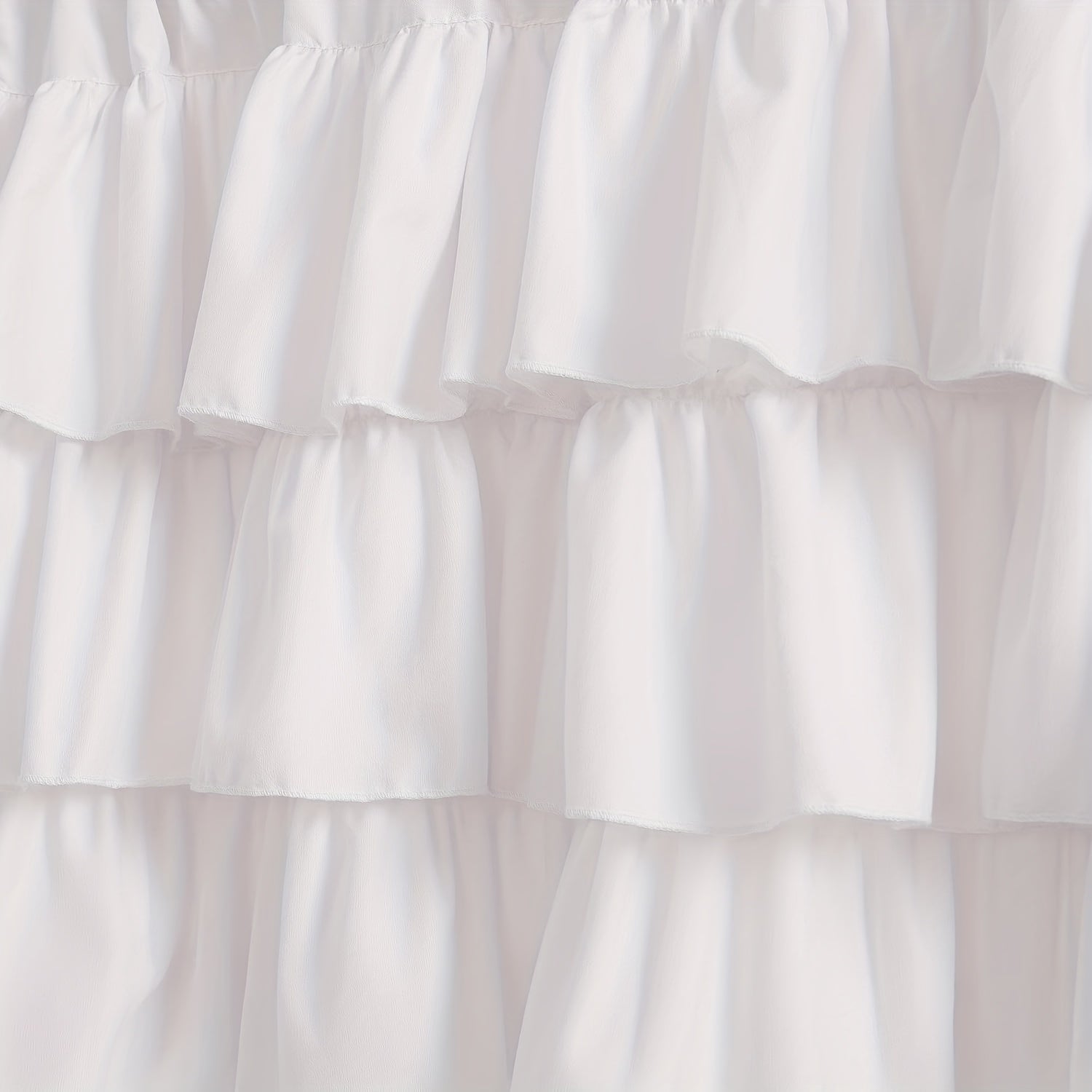 White Farmhouse Valance Curtain Tier with Ruffle Details for Kitchen Windows