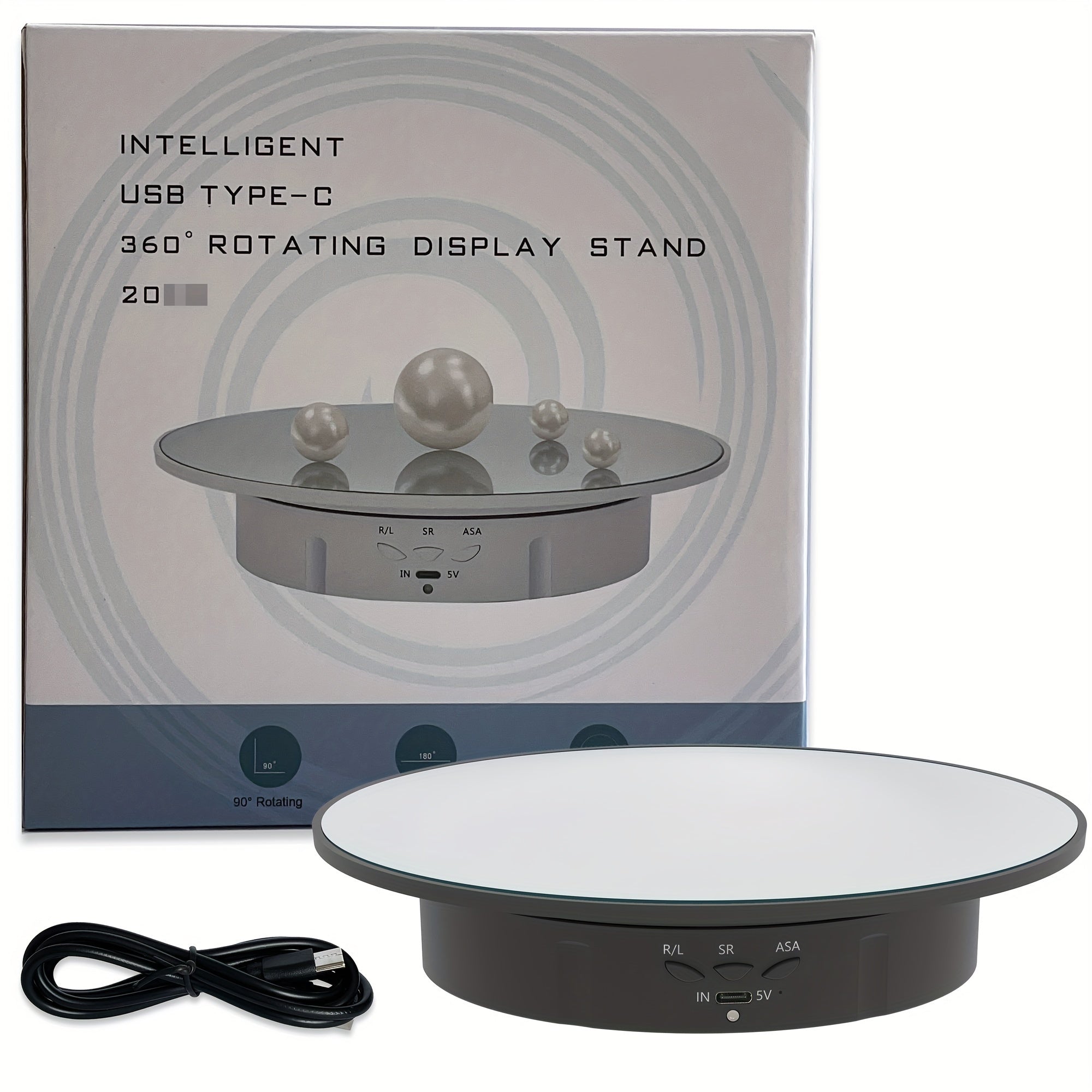 Motorized Rotating Display Stand with 19.99cm Pedestal, 360° Adjustable Speed, 7.71kg Load Capacity for Jewelry Photography and 3D Models