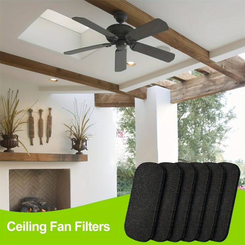 Self-adhesive ceiling fan blade filter with coconut carbon for indoor air quality