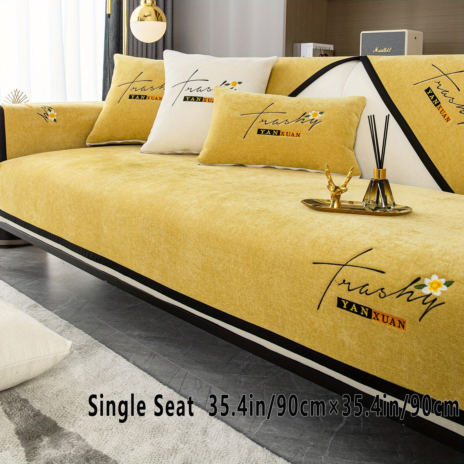 Chenille Sofa Slipcover All Seasons Protects Furniture and Enhances Home Decor