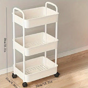 White Rolling Storage Cart 3-Tier Organizer for Kitchen, Bedroom, Bathroom