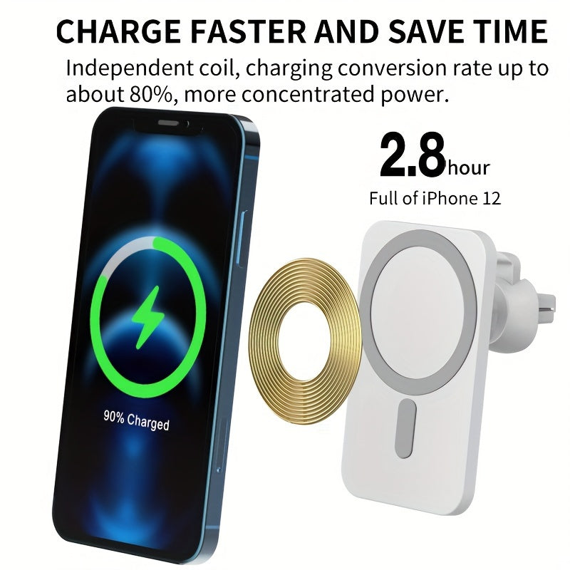 Soporte universal para coche con carga inalámbrica magnética de 15W para iPhone 12-16 con fuerte succión