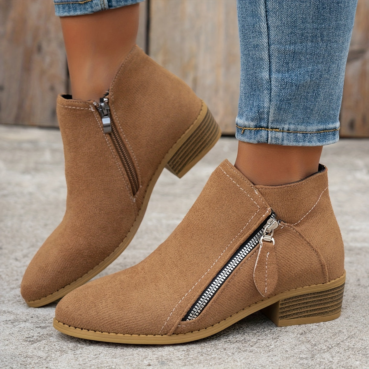 Women's Chelsea Ankle Boots Slip-On Mid Heel Pointed Toe Black White Green Red