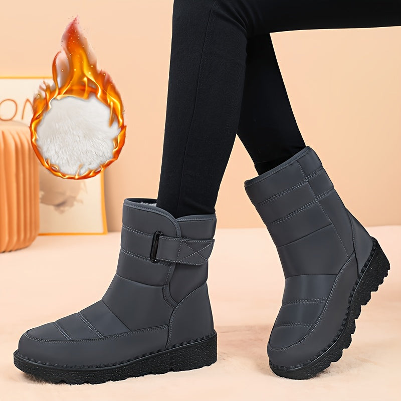 Women's Winter Snow Boots Faux Fur Lined Black Casual Waterproof