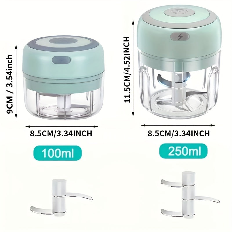 Electric Mini Garlic Chopper 100/250ml USB Meat Grinder Crushes Ginger Vegetables