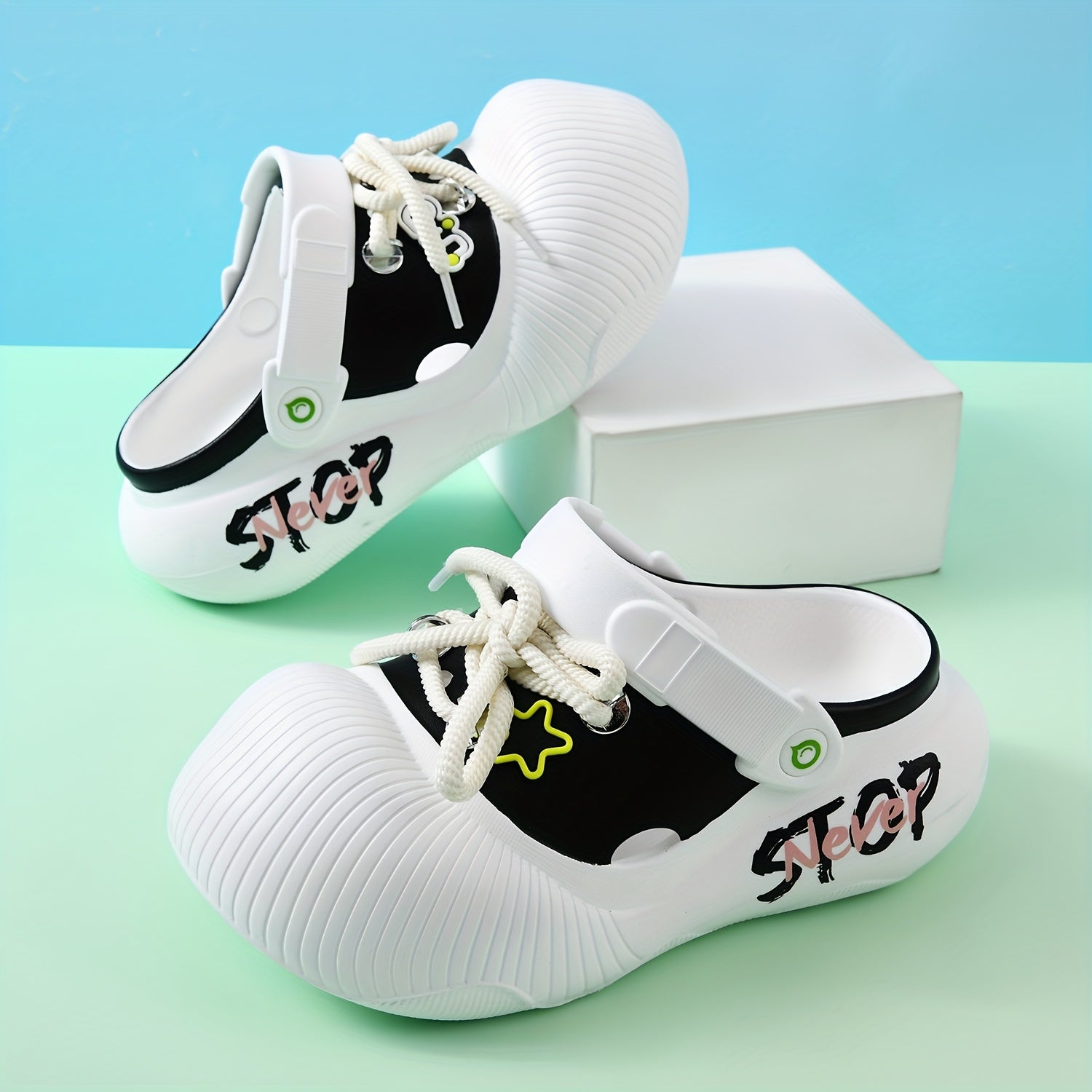 Women's EVA Summer Shoes with Thick Sole, Star Decor, Casual Beach Footwear